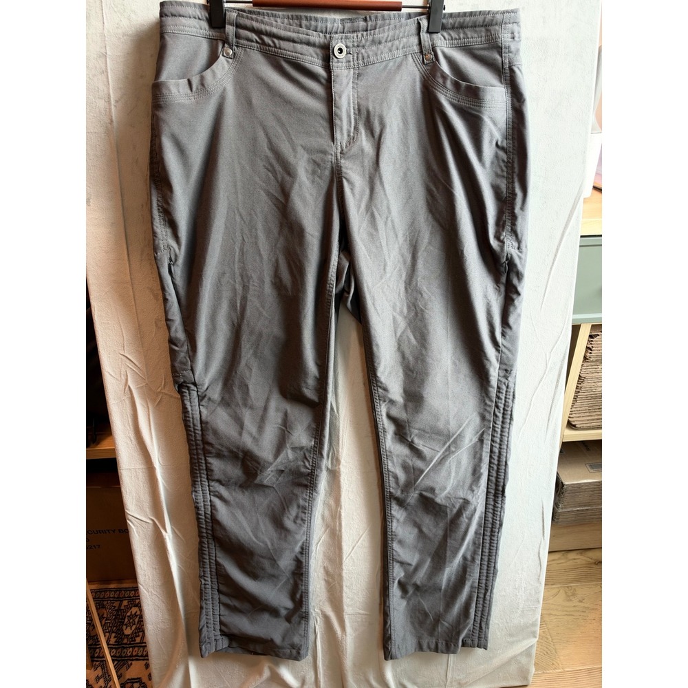 KUHL Freeflex Pant Women 16 Gray Gorpcore Technical Trail Hiking Cargo Rollup